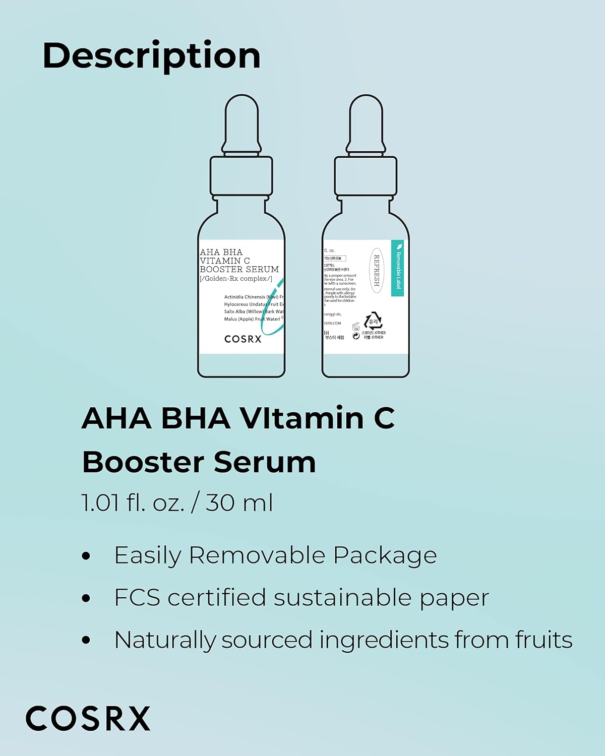 Cosrx Refresh AHA BHA Vitamin C Booster Serum - 30ML