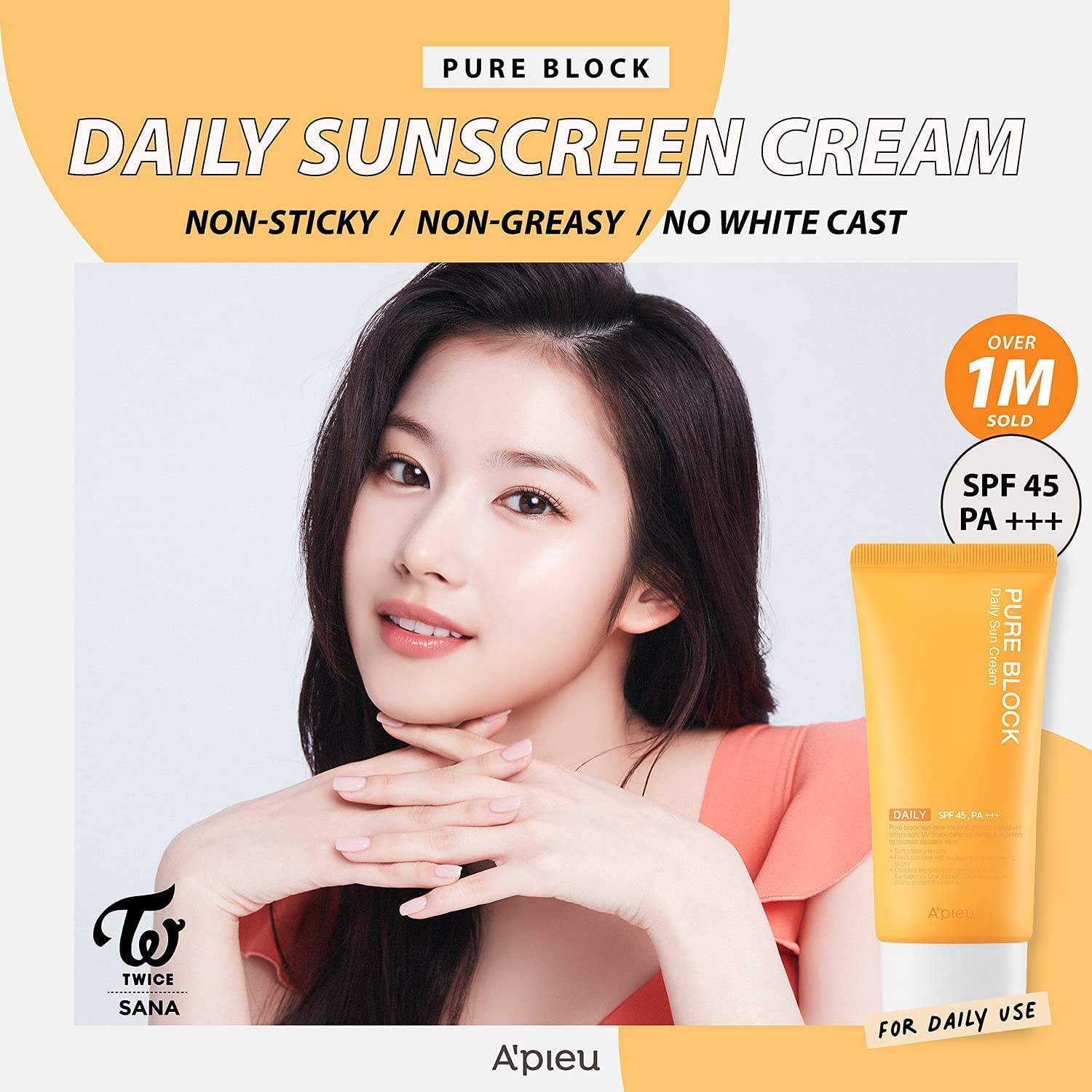 A'pieu Pure Block Daily Sun Cream SPF45 PA +++